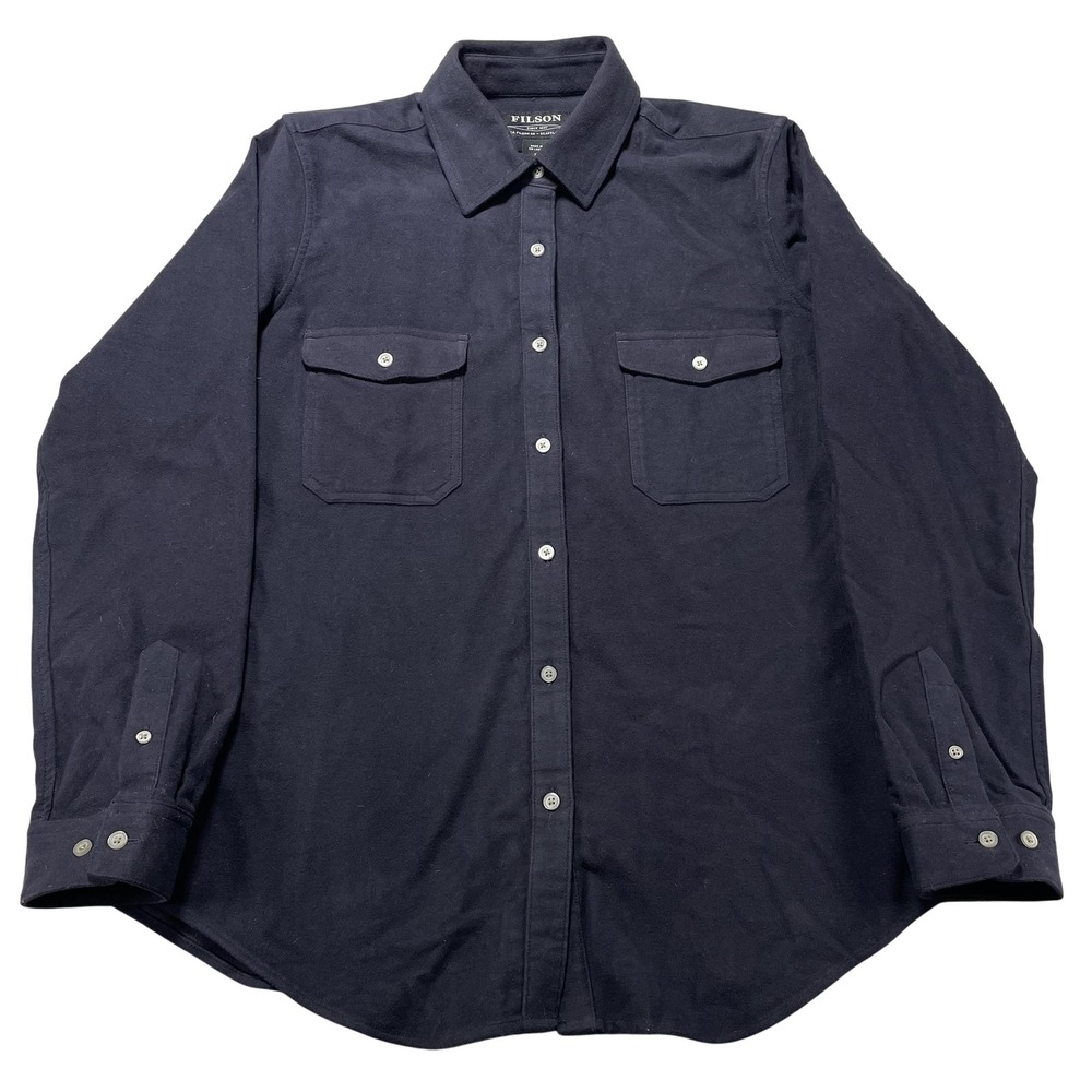 Filson Shirt Women's XL Blue Solid Cotton Button‎ Long Sleeve Workwear Outdoor